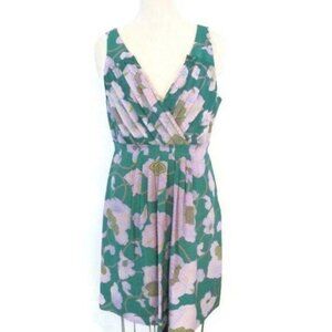 Tibi Green Pink Floral Silk Spring Dress size 10